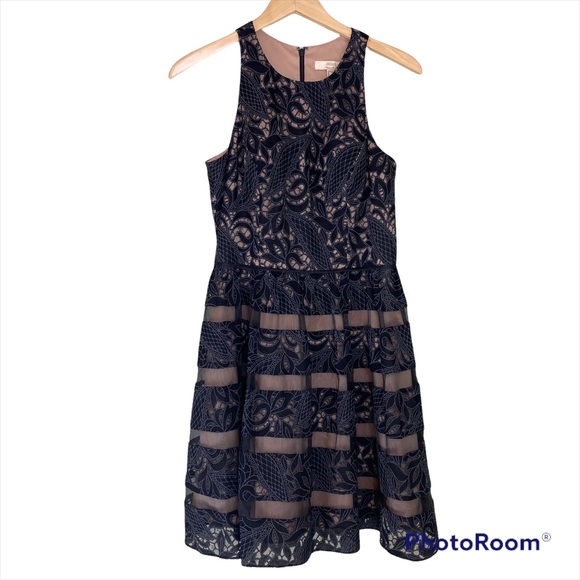 AIDEN MATTOX Black Sheer Lace Fit & Flare Mini Dress Size 8 Party Date Night - Picture 2 of 13